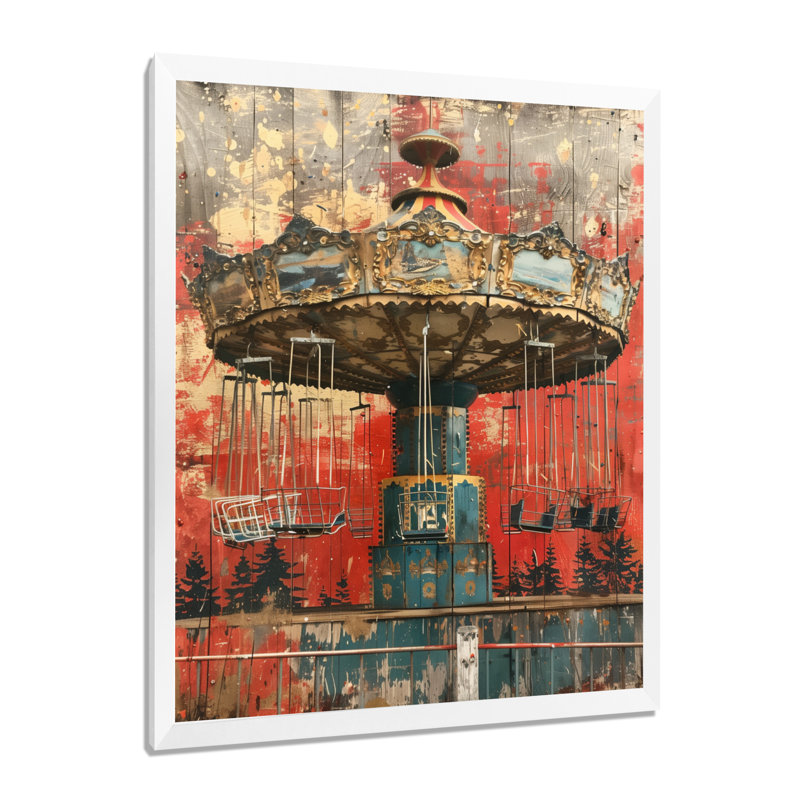 Virgile - Art mural parcs d'attractions, Cadre simple blanc, H 40 po x l 30 po x P 1,5 po