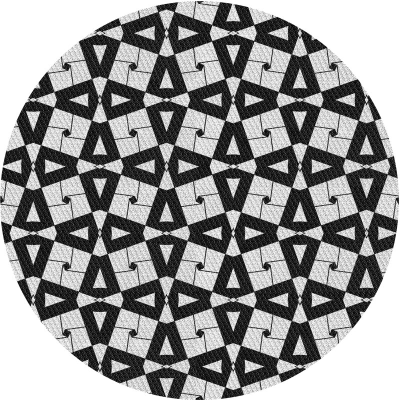 Tapis décoratif géométrique noir Rothenberg, Rond 6 pi