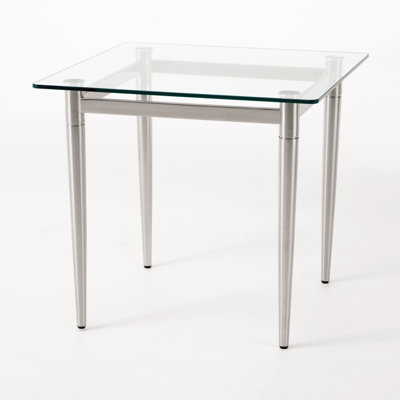 Table de bout de réception Ravenna 22 x 22 po avec plateau en verre