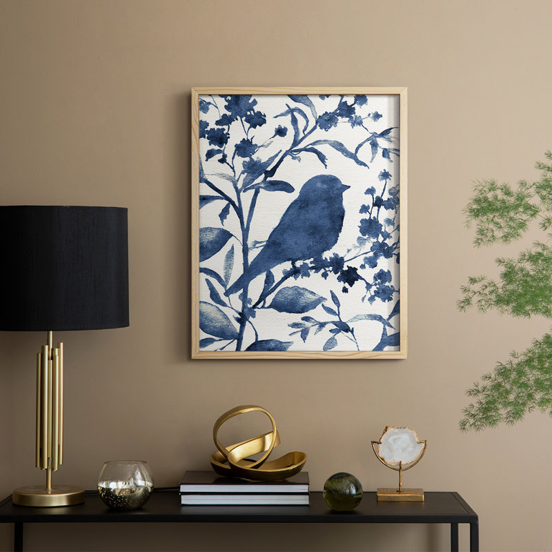 Bluebird Silhouette I, reproduction encadrée - bois massif, Naturel, H 11 po x l 9 po