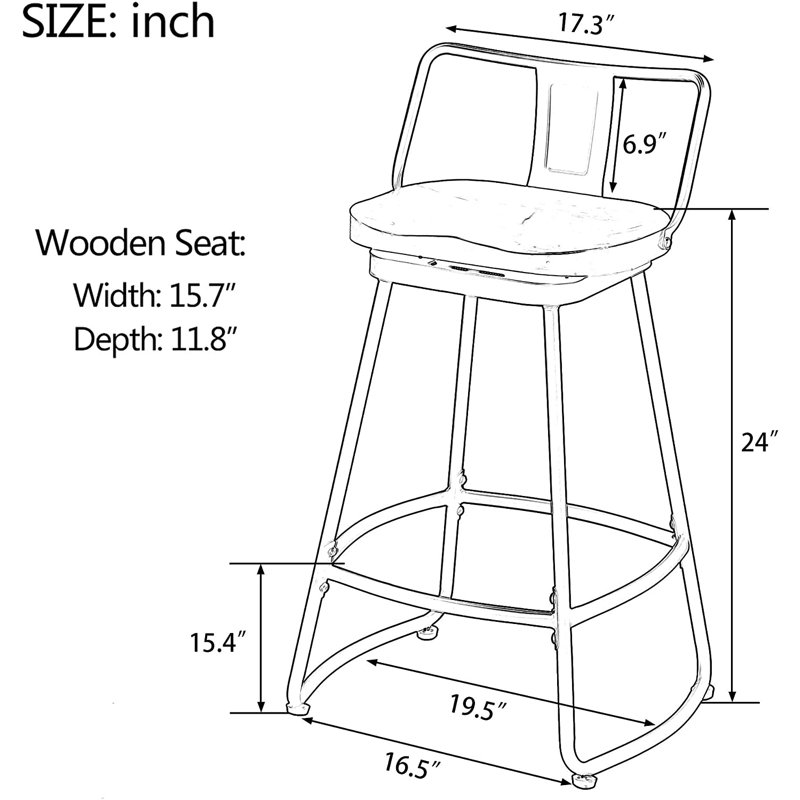 Tabouret de bar et de comptoir Privett, Tabouret de comptoir (assise de 24 po de hauteur)