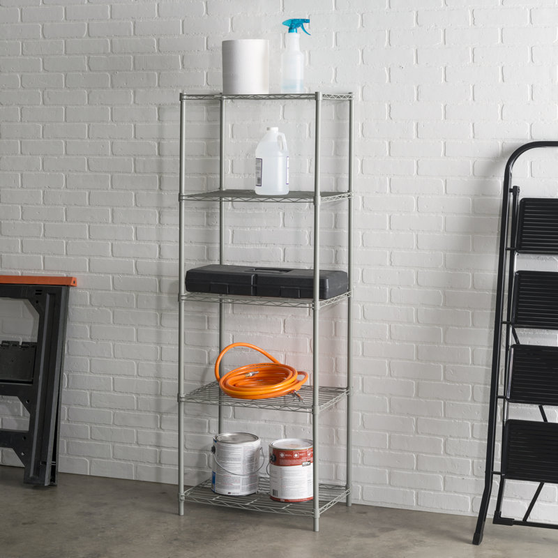 61.8'' H X 22.4'' W X 13.6'' D 5-Layer Wire Shelving Unit, Gray