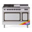 ILVE Nostalgie II Noblesse 48 inch Dual Fuel Range (5 Sealed Burners + Griddle + French Top, Natural Gas, Solid Door, RAL, Copper)-324998582-324998583