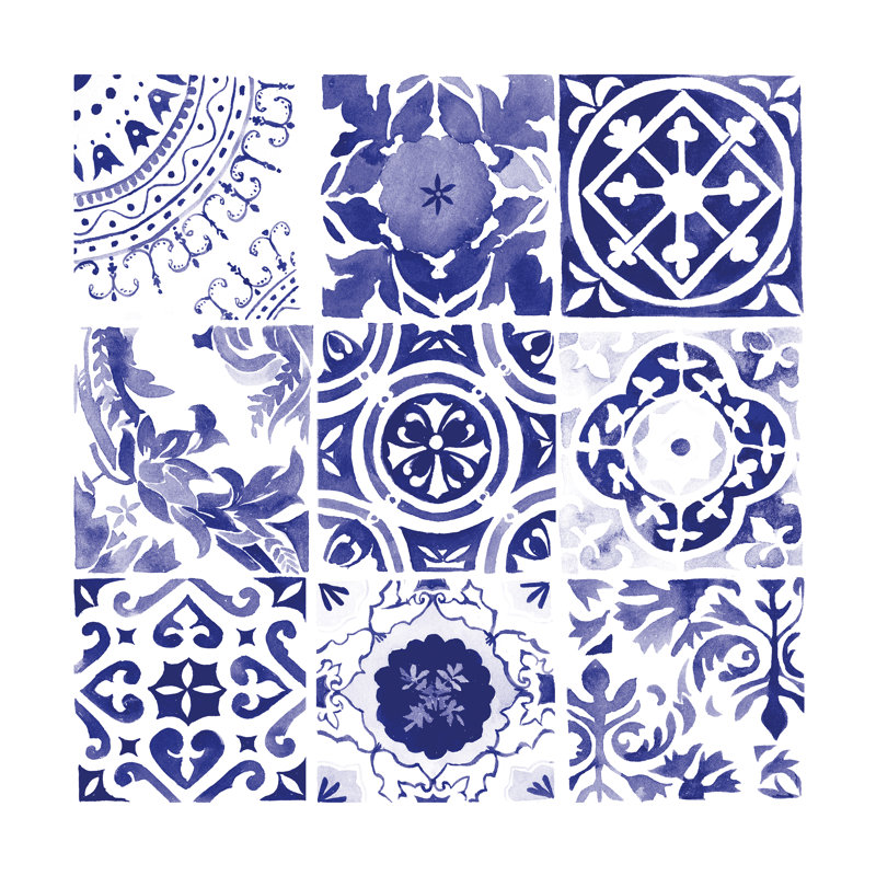 Marine Bold Tiles - Reproduction d'art sur toile tendue, H 20 po x l 20 po