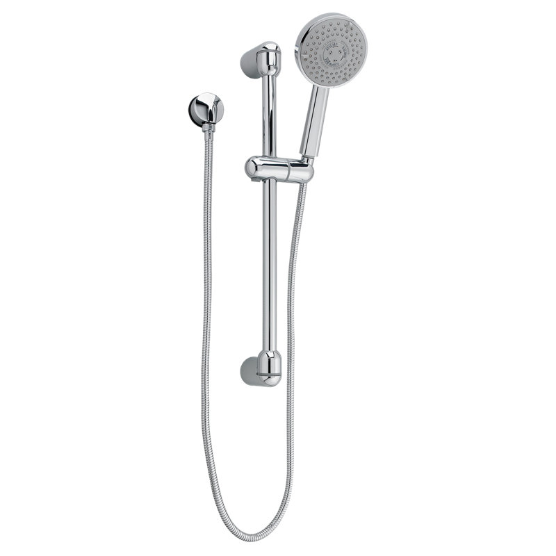 Pomme de douche à coulisse complète Rain, Nickel satiné