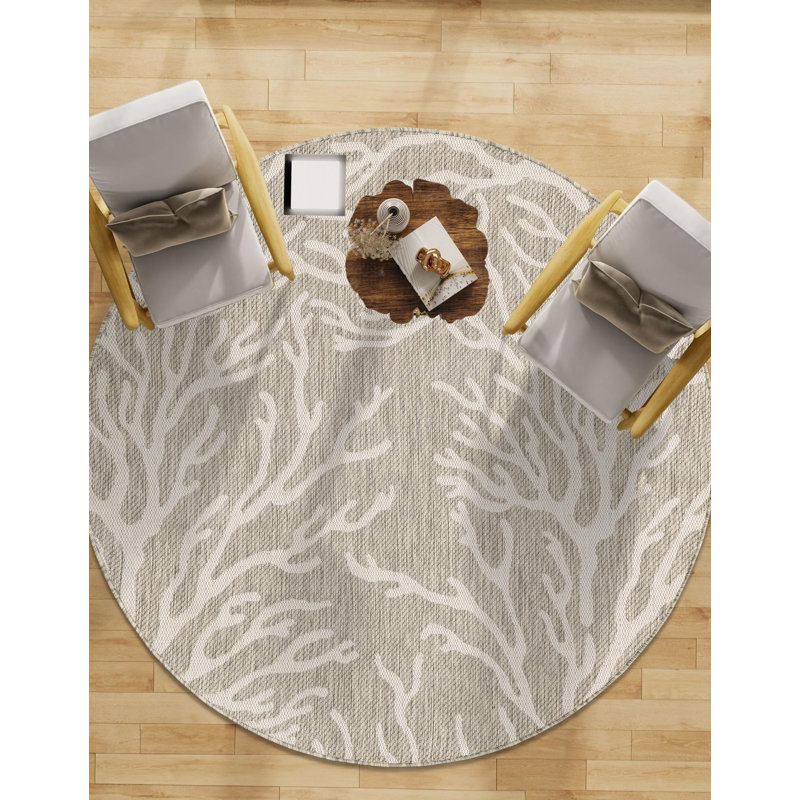 Tapis contemporain gris Azilynn, Rond 3 pi 1 po