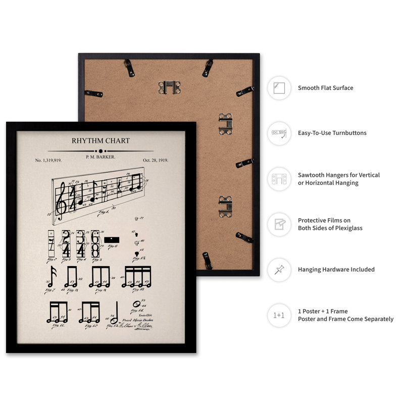 Plan musical n ° 2, Cadre noir, Affiche, H 08 po x l 10 po