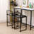 Black Bar Stool With Backrest Set Of 2 Counter Height PU Leather Upholstered Bar Chairs With Footrest