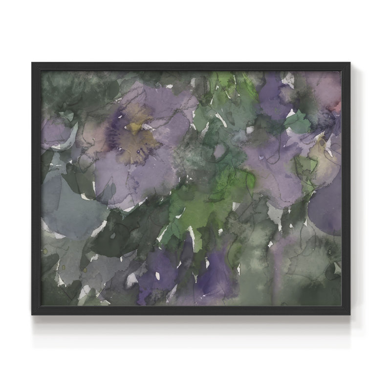 Langage des violettes II - reproduction encadrée, Noir, noir, noir, noir, H 16 po x l 20 po