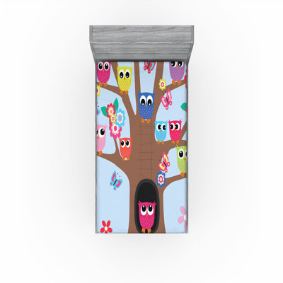 Multicolore draps-hiboux Ambesonne