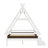 Full House Twin Platform Bed with Stairs, Solid Wood Kids Bed Frame, Low Profile Fun Design, White-1710143867-1710143866
