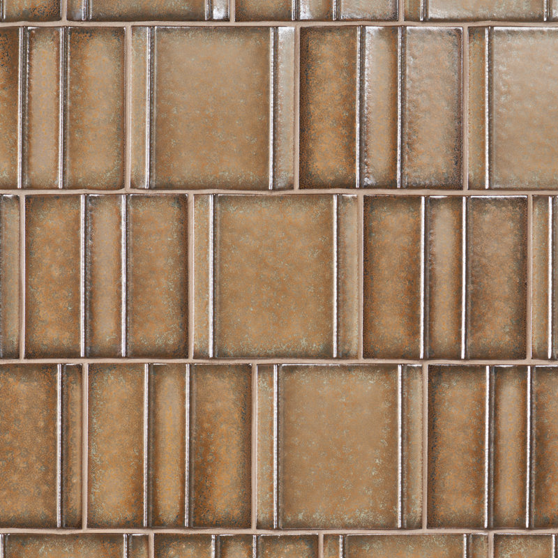 Metaru 5,82 po X 5,82 po Carrelage mural en porcelaine mat 3D aspect métallique (7,82 pieds carrés / caisse), Dorée