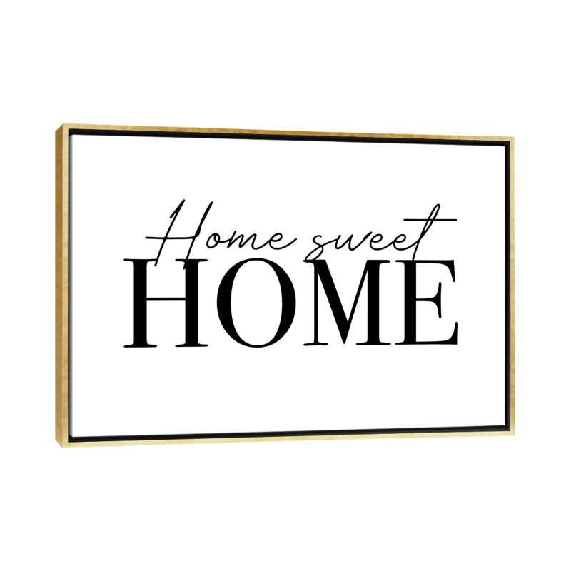 Home Sweet Home-impression d’art textuel, Toile encadrée d'or, Pas de tapis, H 32 po x l 48 po x 1,5 po