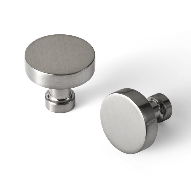 Ensemble de poignées rondes en nickel satiné de 1,2 po de diamètre, Nickel satiné, 1.2
