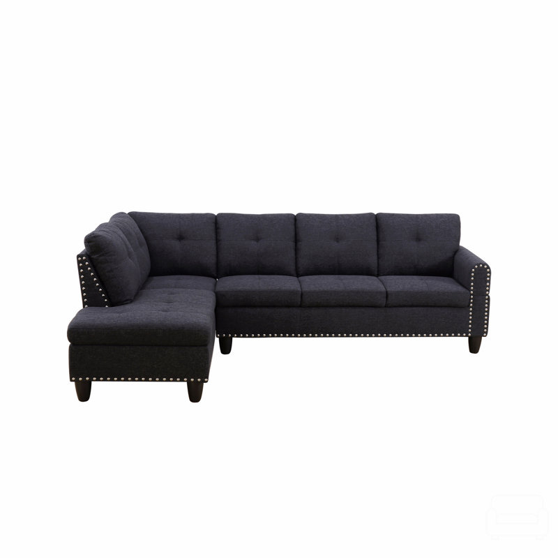 L - Shaped Sofa 2Pc, Gray Linen
