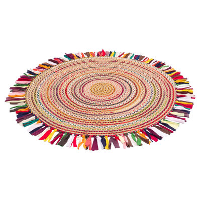 Tapis brun / vert / rouge en coton Kere