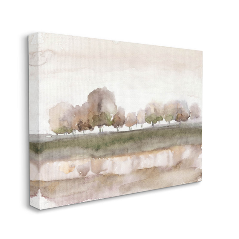 «Orchard Landscape Watercolor Scene» par Nan - peinture sur toile tendue, H 16 po x l 20 po x P 1,5 po