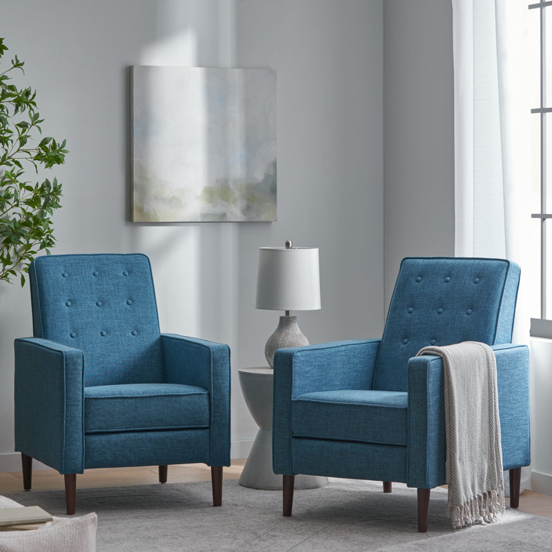 Upholstered Recliner, Muted Blue 100% Polyester