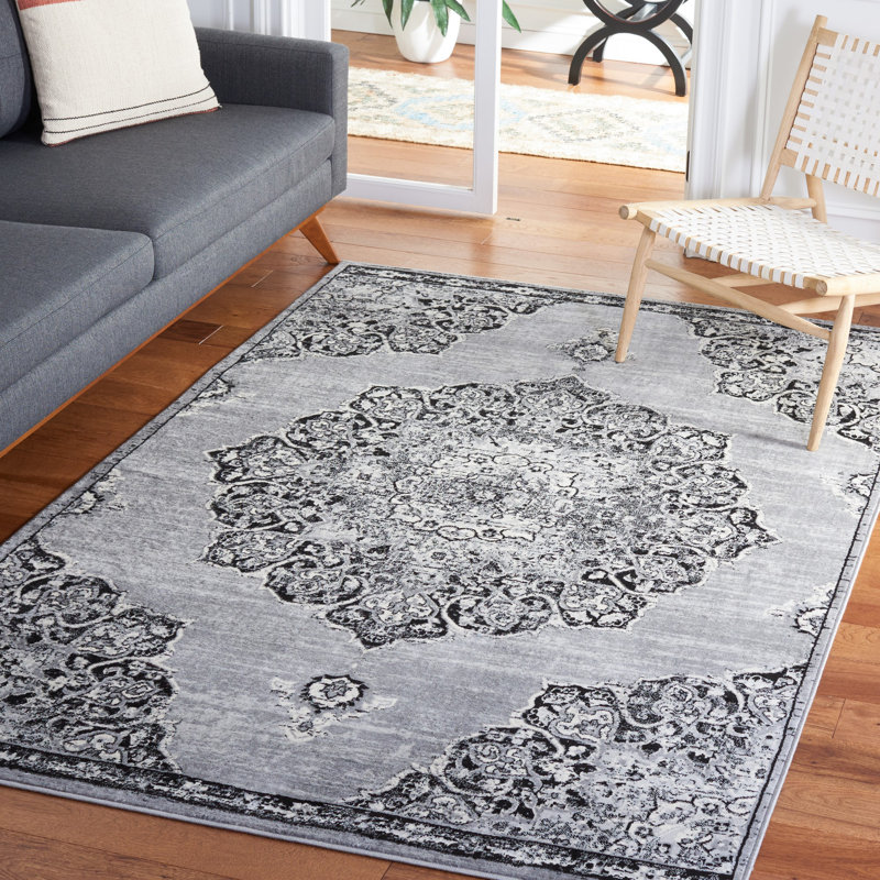 Tapis oriental gris / noir Sandstrom, Rectangle 6 pi x 9 pi
