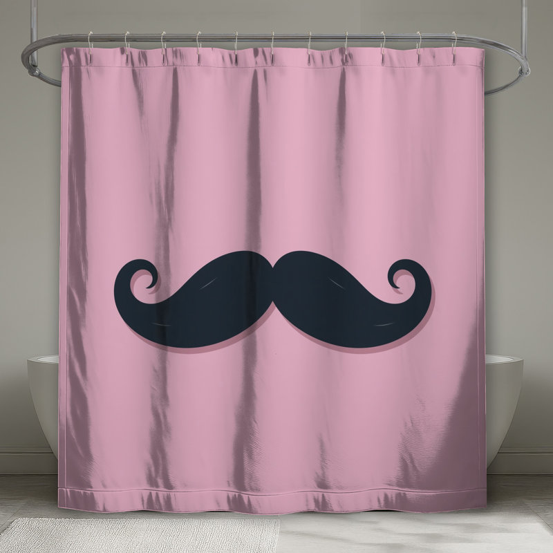 Rideaux de douche bouclés à moustache noire très longs, L 70 po x H 72 po