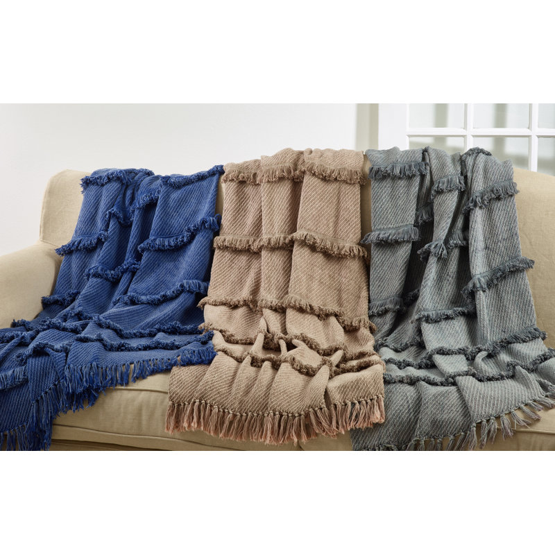 Sevan Collection Hand Woven Throw Blanket, Blue