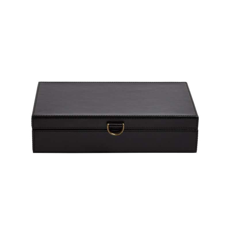Boîte à bagues en cuir marbré, H 3,25 po x l 7,5 po x P 13 po, Noir