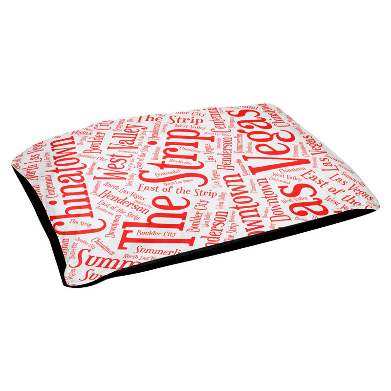 Coussin de chien « districts », Très grand (H 17 po x l 50 po x P 40 po), Rouge, Las Vegas