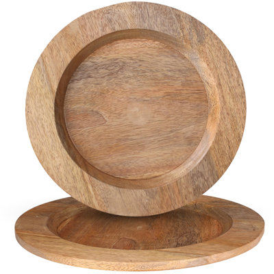 Wooden Charger Plates Set of 2, 13 Inch Round Table Chargers