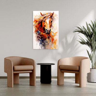 «Vibrant Watercolor Horse», reproduction d'art murale cheval contemporain