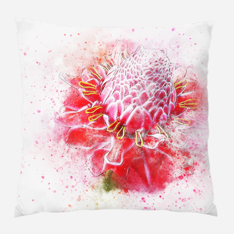 Coussin décoratif fleur Melissa, Microsuède, Intérieur