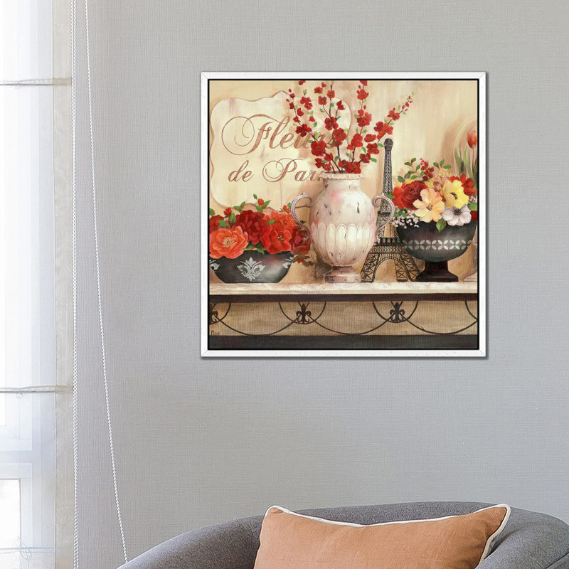 Fleurs De Paris by Nan - Painting on Canvas, White Framed, 66.04 cm H x 66.04 cm W