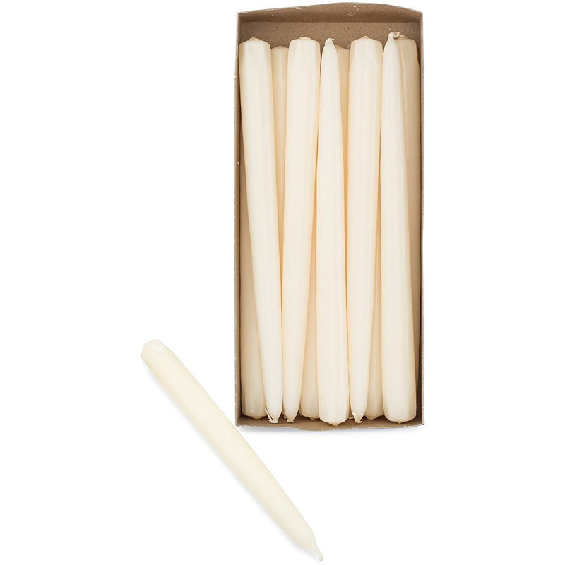 12 chandelles coniques non parfumées 12 pièces, Ivoire, H 12 po x l 0,875 po x P 0,875 po