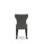 Cet ensemble de salle à manger 6 pièces comprend une table en bois de ciment, un banc moderne et 4 chaises de salle à manger en lin gris foncé Gotham avec dossier capitonné - Finition noire brossée-1377984428