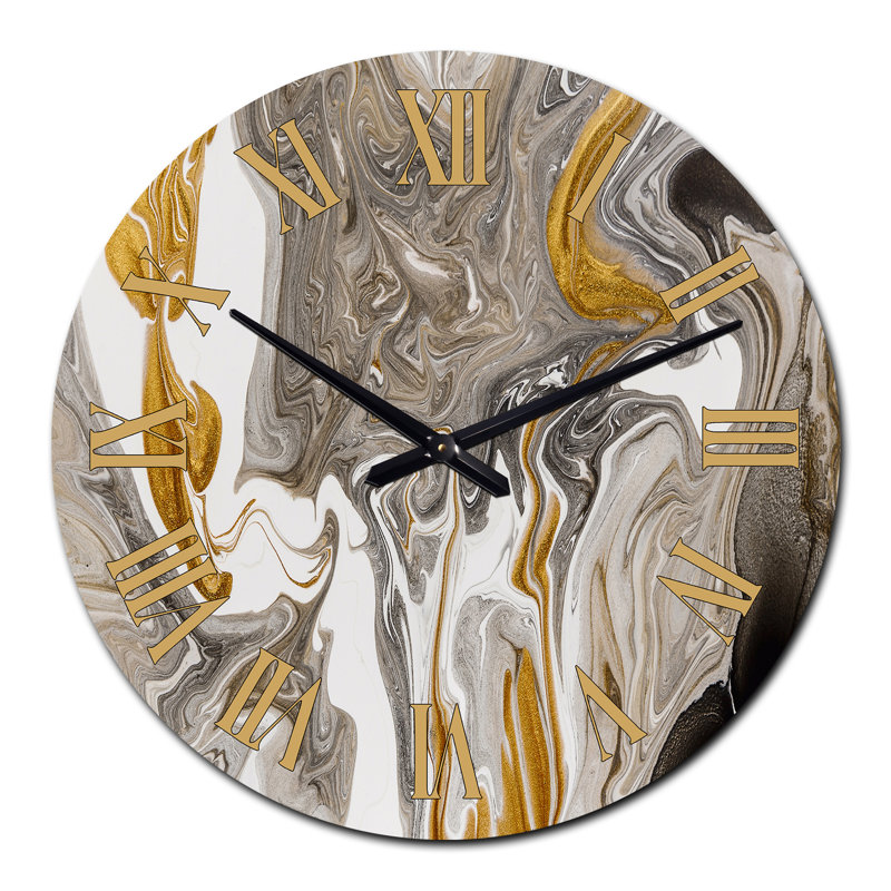 Horloge murale moderne dorée et grise, Grand