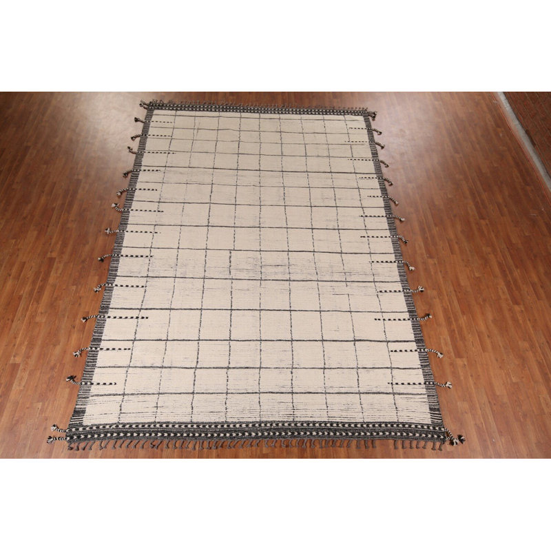 Checkered Wool Moroccan Oriental Area Rug 9x13