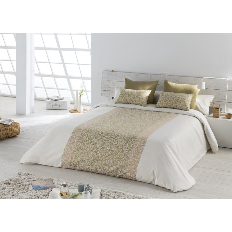 Cotton Blend No Pattern Duvet Cover Set with Pillowcases, Super King + 2 Shams + 1 Duvet Cover, Green