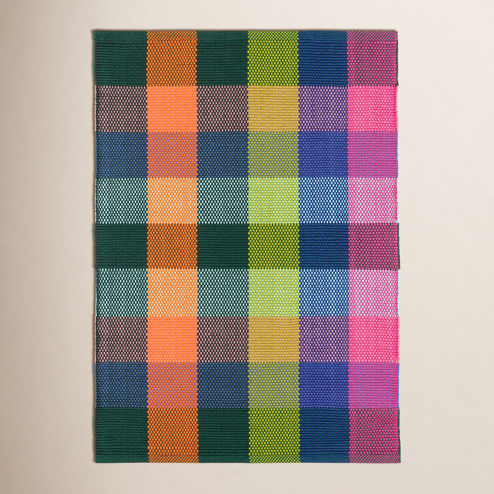 Happy Multi Plaid Indoor Outdoor Rug, Rectangle 4' x 6'