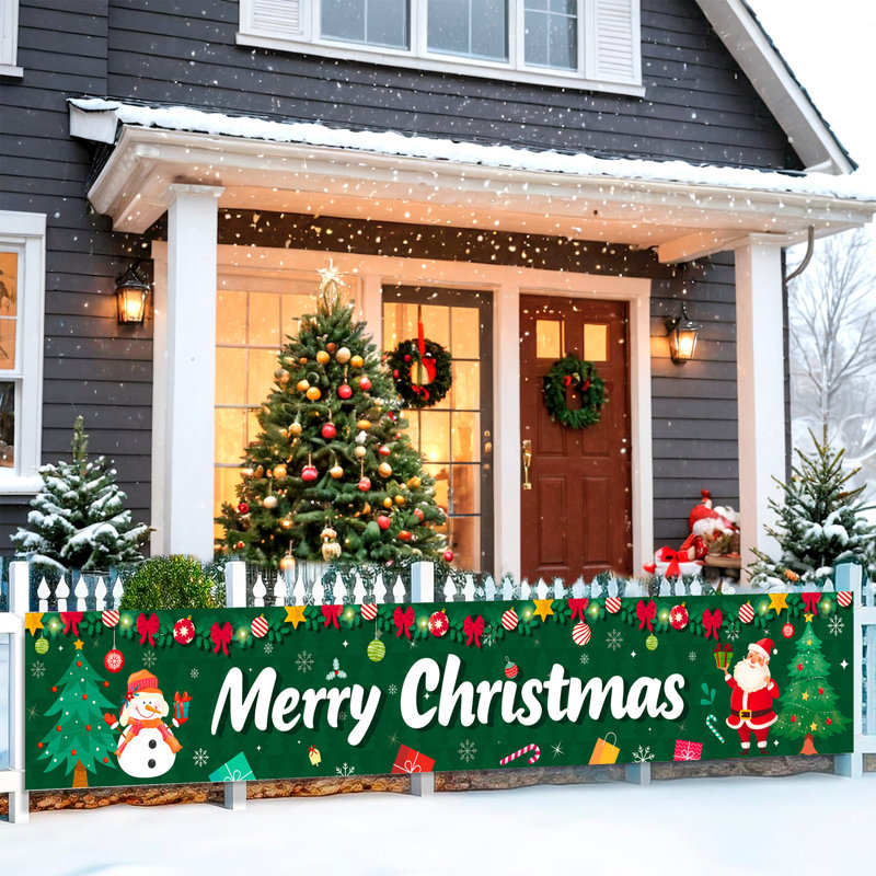 Merry Christmas Yard Banner, ensemble de bannière de clôture de Noël