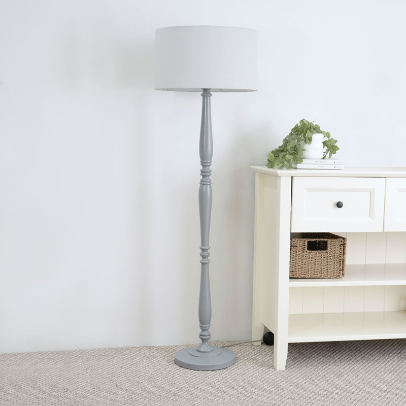 Arialdo 157cm Traditional Floor Lamp, Matte Grey, Grey