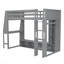 Lit mezzanine en bois avec bureau, étagères à rangement multiples, DEL et portemanteau suspendu-447800334