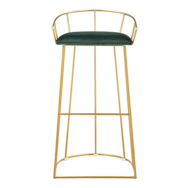 Tabouret de bar et de comptoir Jillian, Tabouret de bar (siège d’une hauteur de 30,5 po), Velours vert