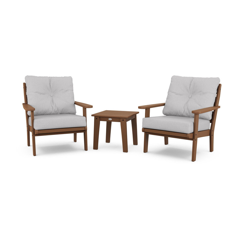 Lakeside 3-Piece Deep Seating Chair Set, Teak, Granite