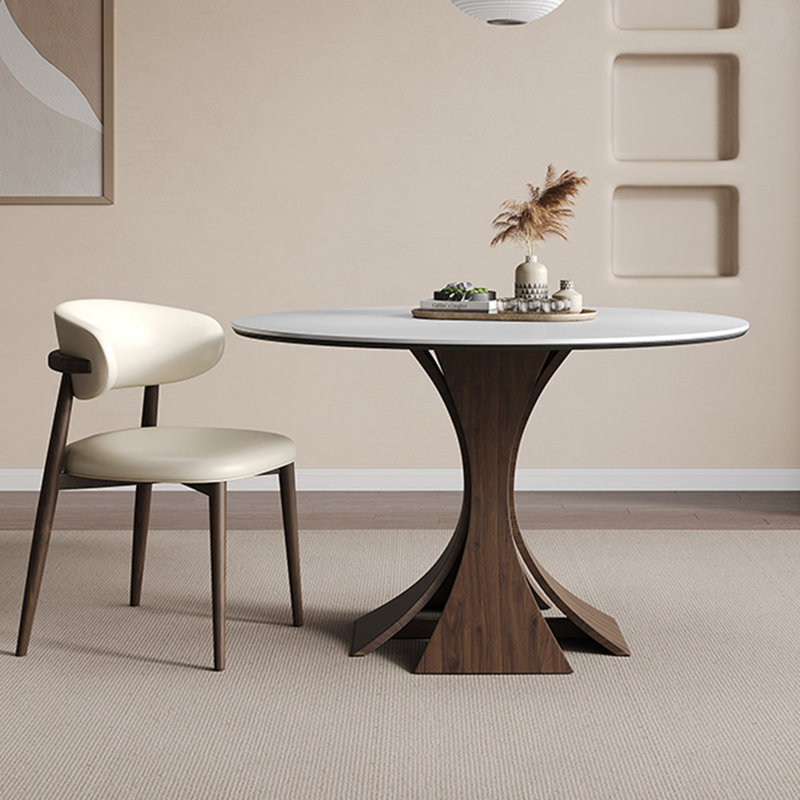 Table de salle à manger blanche, Brun noyer, H 29,53 po x L 39,37 po x l 39,37 po