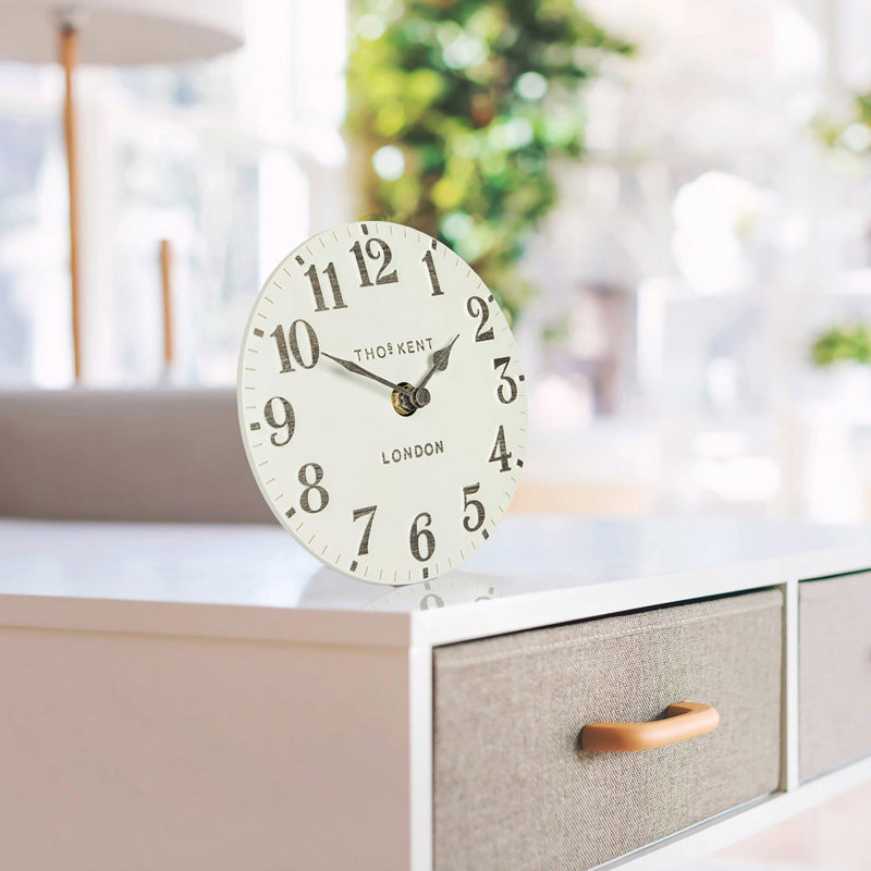 Quartz movement / Crystal Tabletop Clock, Limestone White