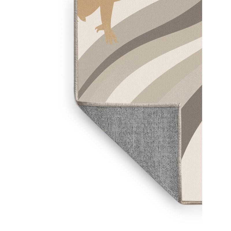 Tapis à motif d'arc moderne et élégant lavable à la machine osckar Tamarin - beige, 8 x 10
