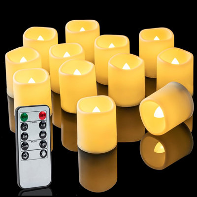 12pack Remote Control Halloween Candles, 400+hour Flameless Candles, 2/4/6/8h Timer Led Votive Candles, 6 Color Battery Operated Tea Lights For Holidays, Pumpkins, Christmas, Party Decor