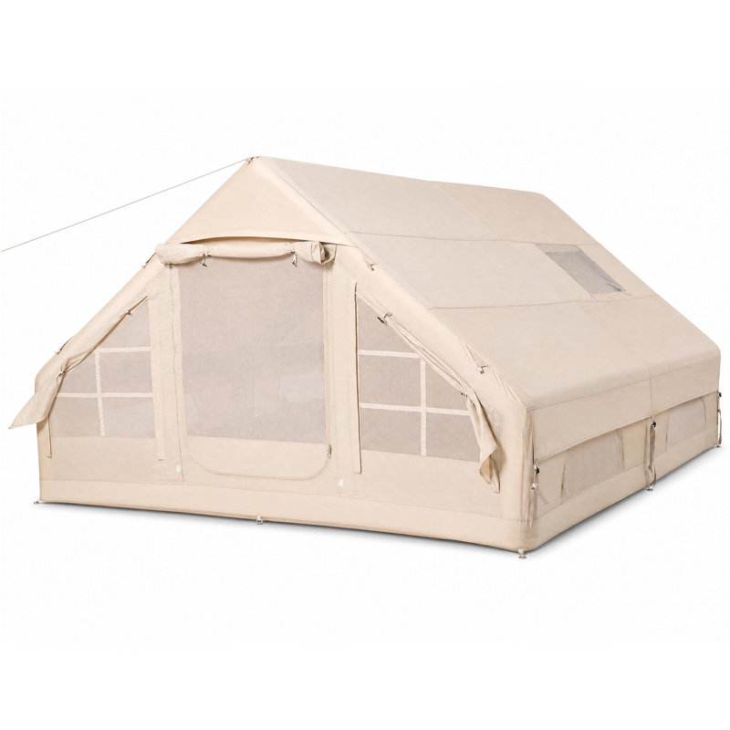 Tente gonflable pour le camping, tente de maison gonflable pour 8 à 10 personnes avec lanterneau et prise de poêle