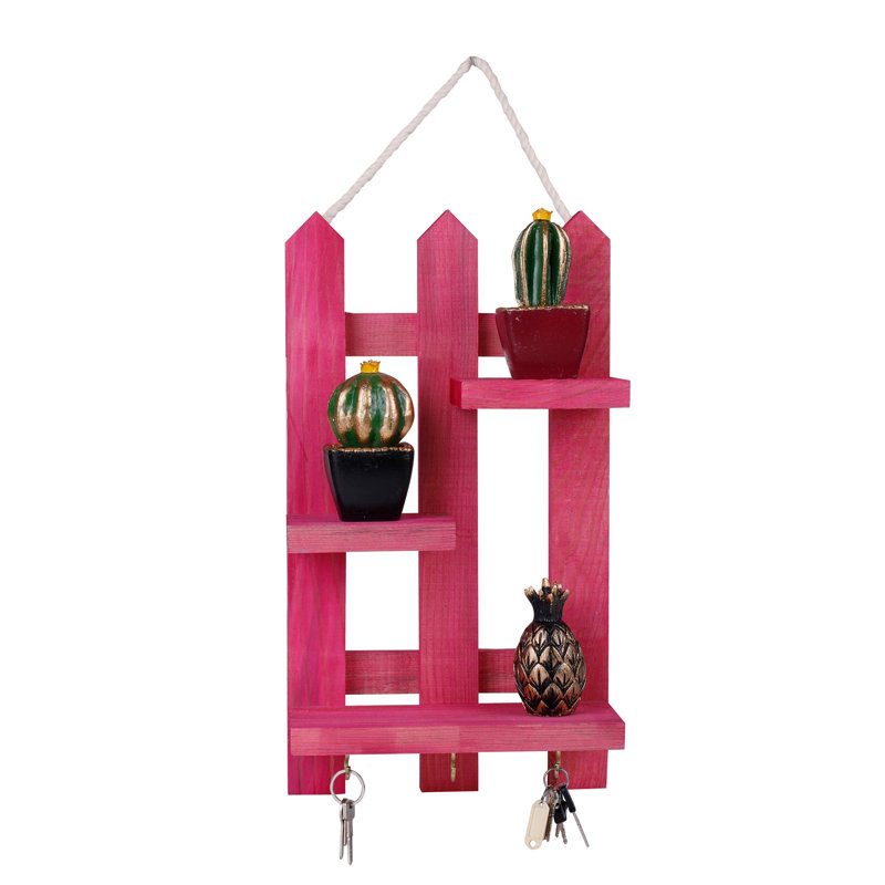 Porte-clés décoratif en bois, rose, 15,7 po x 9,1 po x 3,5 po | Corps en bois élégant, parfait pour organiser les clés | Décoration unique pour l'entrée et le salon | Design fonctionnel et chic