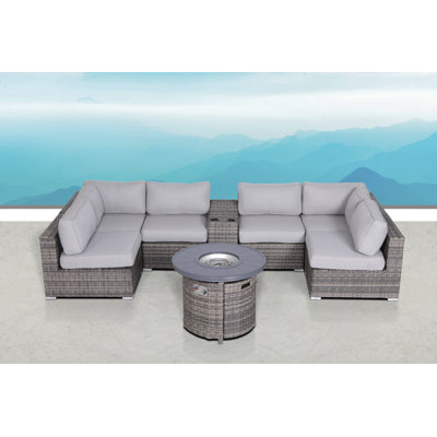 Ensemble de conversation modulaire avec coussins 8 pièces Biles Gray