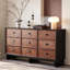 Armoire d'appoint en bois manufacturé noir massif-1674525497